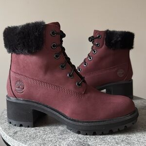 TIMBERLAND WOMEN’S KINSLEY 6” WATER RESISTANT BOOTS DARK PORT SIZE 7.5